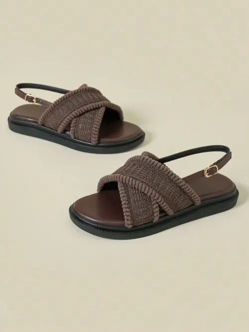 Boho Retro Style Open Toe Buckle Strap Casual Beach Sandals - Image 1