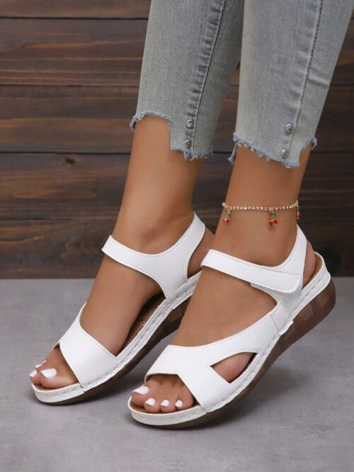 Women's Summer Platform Wedge Hook And Loop Sandals, Flat Sandals - Image 3