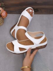 Women's Summer Platform Wedge Hook And Loop Sandals, Flat Sandals - Image 5