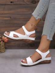 Women's Summer Platform Wedge Hook And Loop Sandals, Flat Sandals - Image 4