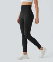 Seamless Flow High Waisted Ruched Plain Leggings - Image 2