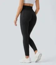 Seamless Flow High Waisted Ruched Plain Leggings - Image 3