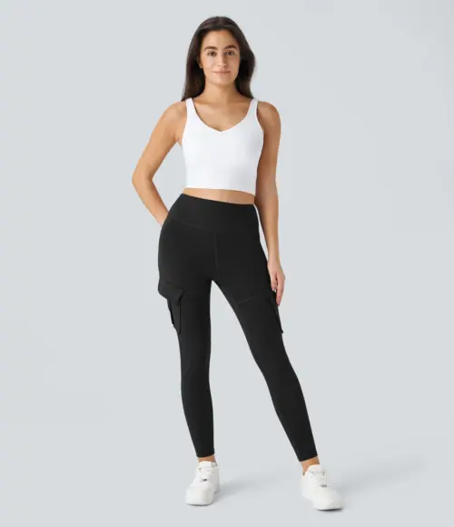 CARGO FLEX High-Waisted Compression Workout Leggings with Pockets - Image 2