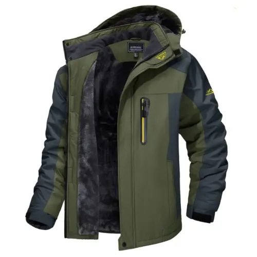 Men's Water-Resistant Winter Ski Jacket - Warm Fleece Parka with Multi-Pockets