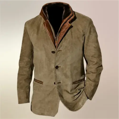 Men's Autumn Vintage Buckskin Jacket - Image 2