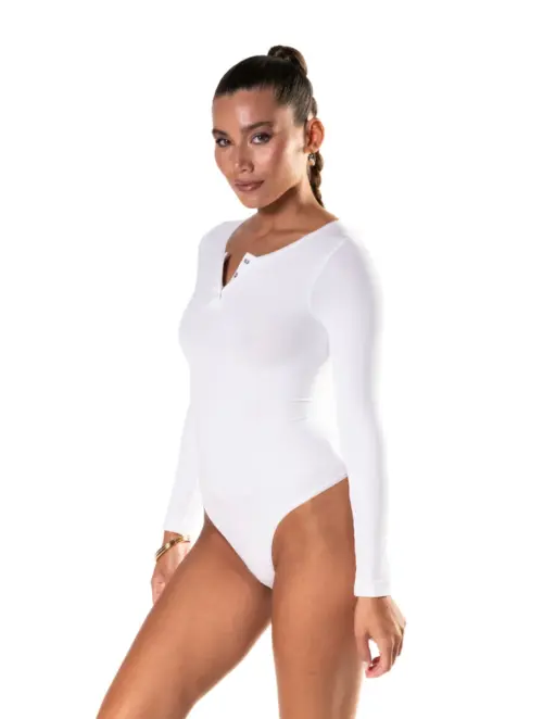 Seamless Long Sleeve Thong Bodysuit - Image 2