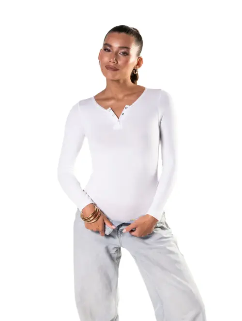 Seamless Long Sleeve Thong Bodysuit - Image 4