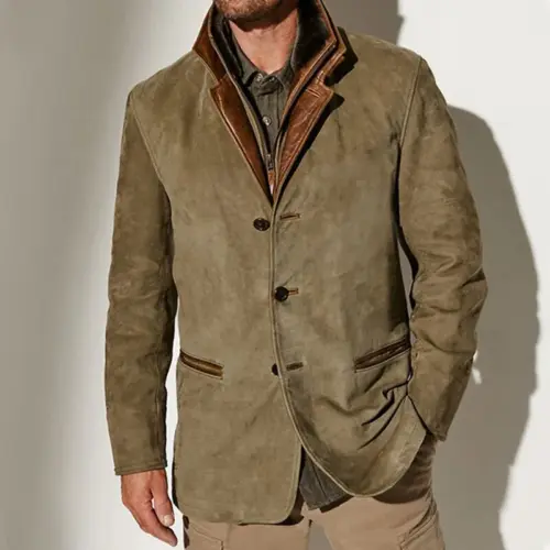 Men's Autumn Vintage Buckskin Jacket - Image 3